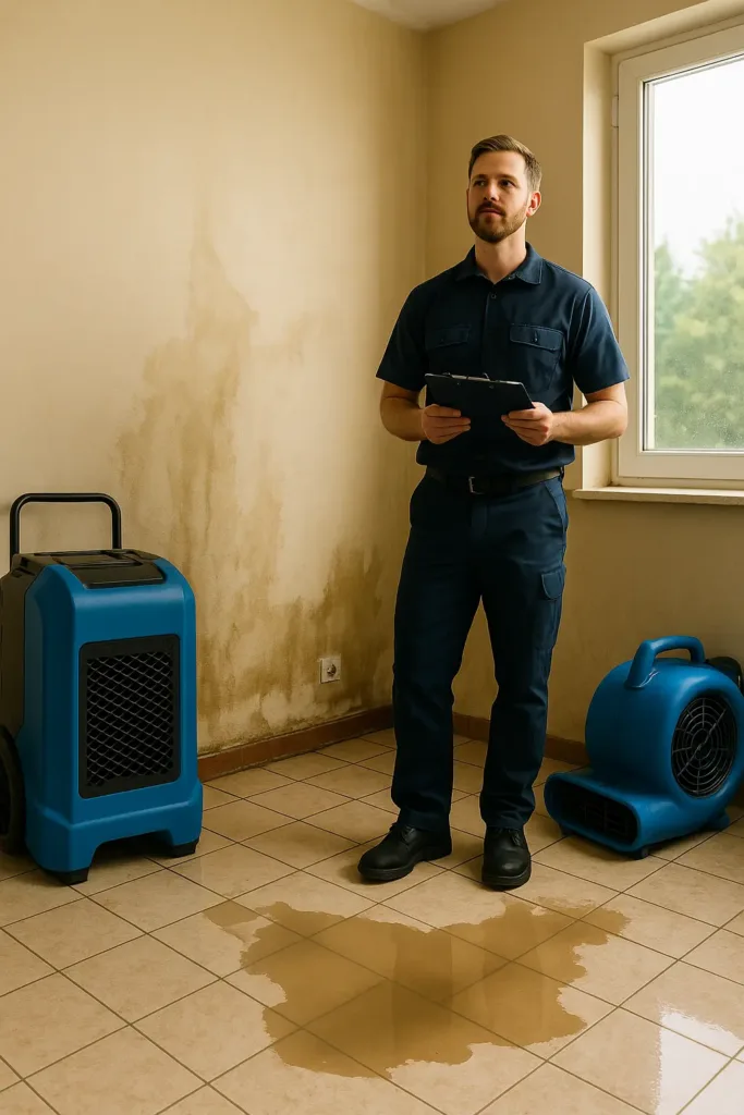 Wasserschadensanierung Offenbach: Dämmschichttrocknung nach Rohrbruch in Offenbach-Bieber